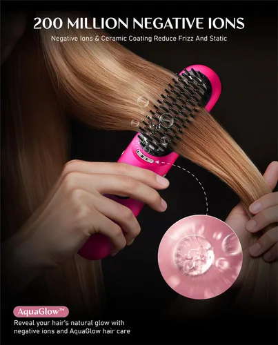Miniatura 2 de Fanttik Solo I10 APEX Cepillo Alisador de Pelo Portátil, Peine Alisador Sin Cables con Área de Calentamiento 113% Mayor, Pantalla LED y Rosa