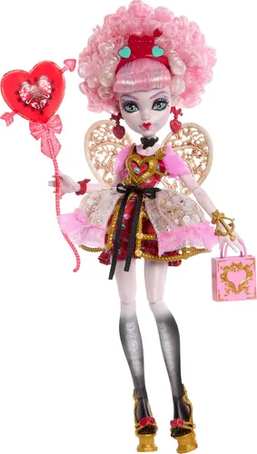 Miniatura 7 de Monster High Muñeca de Cumpleaños de Dulce Miedo, Draculaura en Vestido de Fiesta Rosa con Accesorios Temáticos como Invitación, Globo, Regalo
