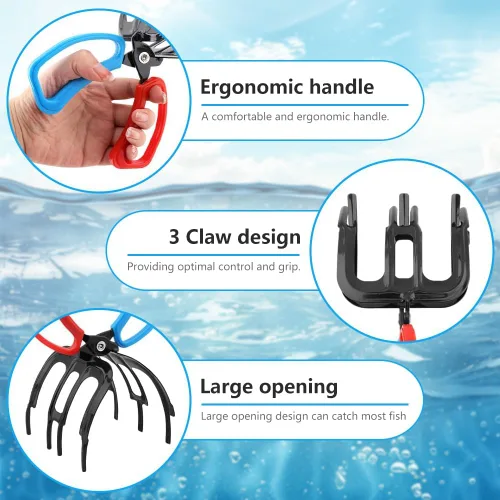 Miniatura 4 de FXOICMI Pinza de Pesca de 3 Garras, Alicates de Pesca de Metal, Herramienta de Agarre de Pesca Antideslizante, Pinzas de Pesca Multifuncionales