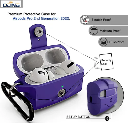 Miniatura 3 de 6 en Uno para Funda de Airpods Pro (2024/2023/2022/2019, 2ª/1ª Gen), Piel de Silicona Suave para Funda de AirPods Pro de 2ª Generación con Bloqueo
