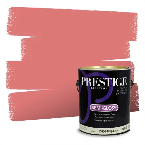 Miniatura 395 de Prestige Paints Pintura exterior e imprimación en uno, 1 galón, plano, coincidencia comparable de Valspar* Amber Rose*