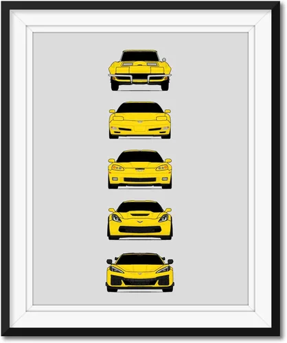 Miniatura 11 de Custom Car Posters Póster hecho a mano compatible con Chevy Corvette Z06 Generations e impresión de Chevrolet Corvette C2 C5 C6 C7 C8 Z15 Multi