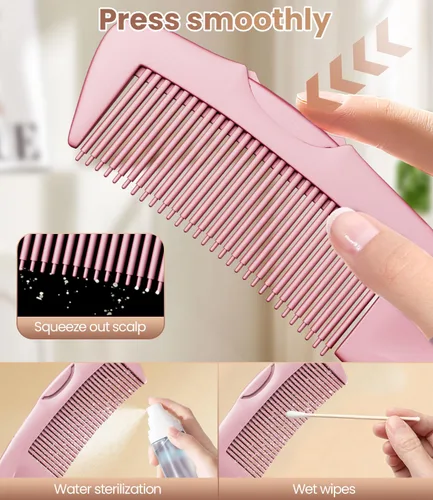 Miniatura 4 de Peine para la caspa, 2 piezas mejoradas para dientes finos del cuero cabelludo, peine de desintoxicación del cuero cabelludo para mujeres, hombres