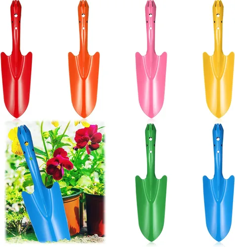 Miniatura 8 de Mini pala de mano de metal colorida de 11 x 3 pulgadas, juego de palas de excavación para trasplante de jardín para plantar plantas de plantas