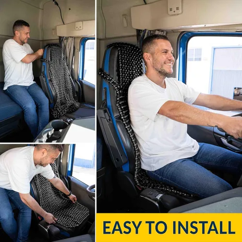 Miniatura 7 de ZONETECH Funda de asiento con cuentas para refrigeración, cojín de masaje, asiento de automóvil, cuentas de madera natural para semircamión