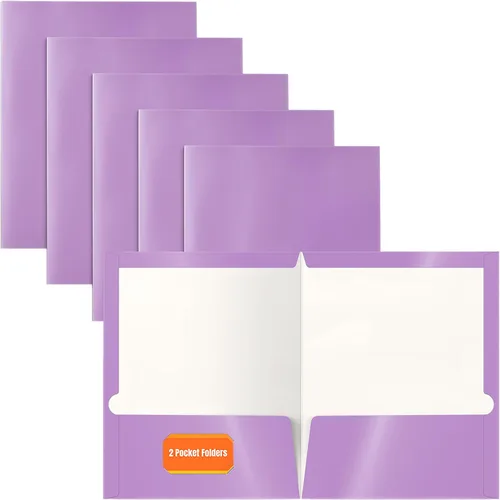 Miniatura 7 de Better Office Products Carpetas de papel azul laminado brillante de 2 bolsillos, tamaño carta, portafolios de papel azul, caja de 25