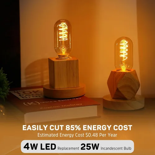 Miniatura 8 de Bombilla LED vintage Edison de 25 W, equivalente a 20 W, base media, regulable, suave, cálida, 2200 K, ámbar antiguo, T45, pequeña, estilo retro