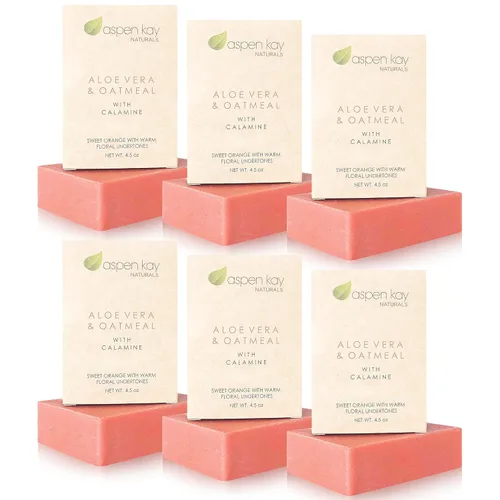 Miniatura 13 de Aspen Kay Naturals Barra de jabón de aloe vera y avena con calamina, ingredientes naturales y orgánicos, aloe vera orgánico y avena coloidal. Cara