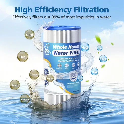 Miniatura 5 de Filtro de agua para toda la casa de 10 x 4.5 pulgadas de 5 micrones compatible con GE FXHSC, GXWH40L, Plumber W50PEHD, Culligan R50-BBSA, Pentek