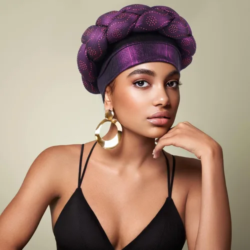 Miniatura 3 de 6 unidades de turbante africano para mujeres negras, gorro trenzado elástico africano para el cabello trenzado