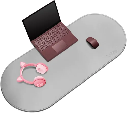 Miniatura 27 de Vyaaa Tapete de cuero para escritorio, 63" x 23.6" pulgadas, protector de escritorio de cuero, impermeable, extra grande, alfombrilla de mouse Negro