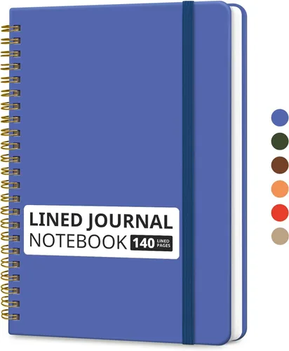 Miniatura 13 de Cuaderno rayado en espiral para mujeres y hombres, 140 páginas, cuaderno de tapa dura con rayas universitarias para trabajo y toma de notas, diarios