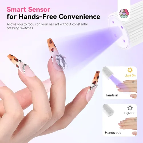 Miniatura 2 de SAVILAND Lámpara de uñas inteligente con sensor UV Essentials: Luz UV de cuello de ganso de 12W para uñas de gel, 3S de curado por flash, luz UV