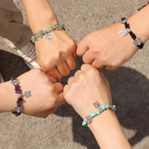 Miniatura 4 de Angdovori 246Pcs Friendship Bracelets Natural Gemstone Beaded Butterfly Charm Bracelet for Teen Girls and Women Gifts for Mother Daughter and Sister