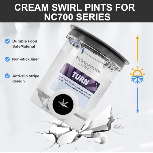 Miniatura 2 de Paquete de 4 pintas y tapas de remolinos de crema para accesorios Ninja serie NC700 NC701, pintas de crema de 16 onzas con máquinas de helado