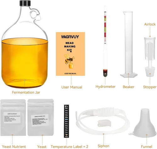 Miniatura 2 de Mead Making Kit para principiantes – Juego completo de iniciación de elaboración casera con suministros reutilizables, tarro de fermentación de vino