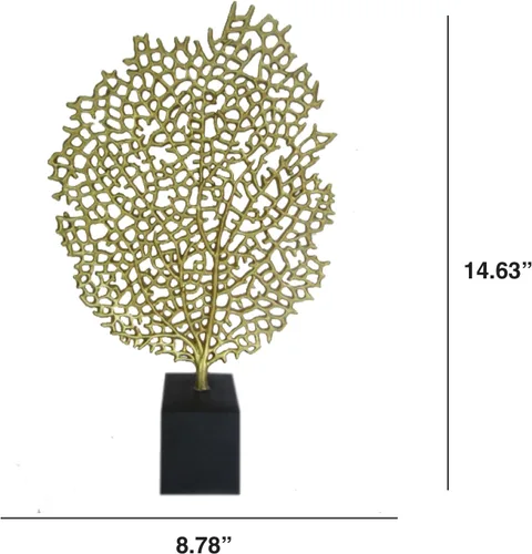 Miniatura 8 de Decozen Escultura de coral de resina para decoración del hogar, acabado dorado para consola de temporada, estante de mesa en habitación, dormitorio