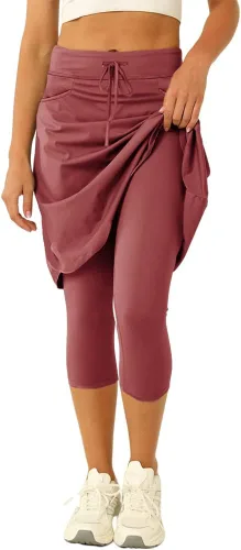 Miniatura 4 de Falda de tenis para mujer de 20 pulgadas hasta la rodilla con leggings integrados, faldas de golf, leggings con falda con bolsillos
