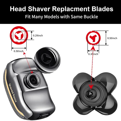 Miniatura 2 de Cabezales de repuesto para afeitadora de cabeza magnéticas, 7 cuchillas, compatibles con Freebird Shaver y otras marcas (negro5)