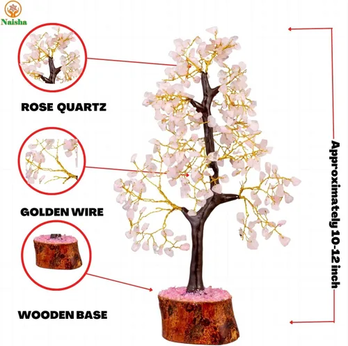 Miniatura 2 de NAISHA Árbol de la vida de cuarzo rosa, árbol de chakras para energía positiva, figura de Feng Shui, piedra preciosa hecha a mano, bonsái de árbol