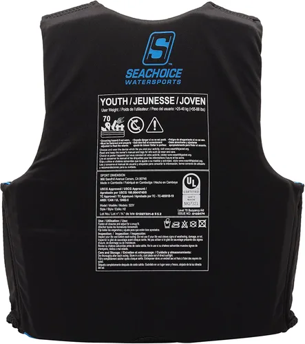 Miniatura 5 de Seachoice Evoprene - Chaleco salvavidas multideporte, nivel 70, tallas de niño a adulto Azul/Negro