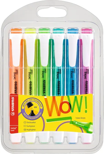 Resaltador STABILO Swing Cool - Paquete de 6 - Colores surtidos