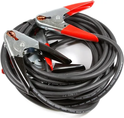 Forney 52878 Cables de batería de puente, refuerzo resistente #2 con abrazaderas de 500 amperios, 25 pies, negro y rojo
