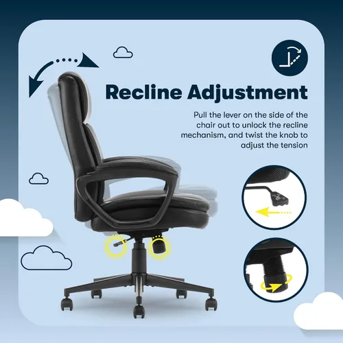Miniatura 6 de Serta Comfort Ergo - Silla de oficina ejecutiva, diseño ergonómico de respaldo medio con soporte lumbar, cojín de asiento de doble capa semipelado