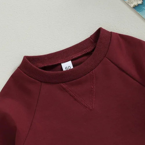 Miniatura 5 de Sudadera para bebé niño y niña, color liso, cuello redondo, suéter de manga larga de gran tamaño, con bolsillo