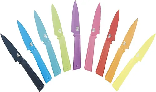 Miniatura 2 de Kuhn Rikon Colori+ Cuchillo de pelar recto antiadherente con funda de seguridad, hoja de 4 pulgadas/4.0 in, color verde camuflaje verde (camo green)
