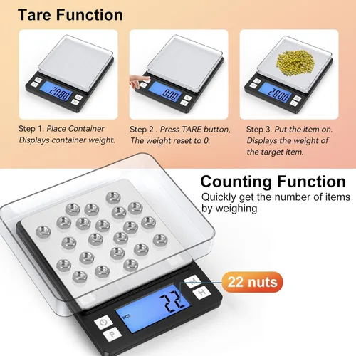 Miniatura 7 de BOMATA Báscula digital pequeña de 0.00 oz, recargable por USB, báscula de joyería mejorada de 2.2 lbs con función de visualización y retención más