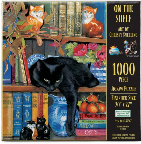 SUNSOUT INC - On The Shelf - Rompecabezas de 1000 piezas por artista: Chrissie Snelling - Tamaño acabado 20 x 27 pulgadas - MPN # CL59367