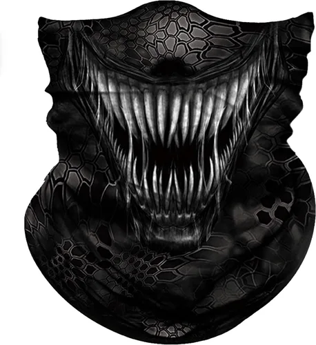 Miniatura 24 de Obacle Bandana máscara facial cuello polaina tubo máscara hombres mujeres para protección solar contra el polvo Bandera de calavera blanca y negra
