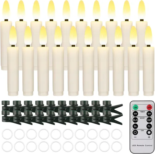 Miniatura 9 de Daord Vela parpadeante sin llama para ventana, luces LED para árbol de Navidad, color blanco cálido, funciona con pilas, velas cónicas eléctricas