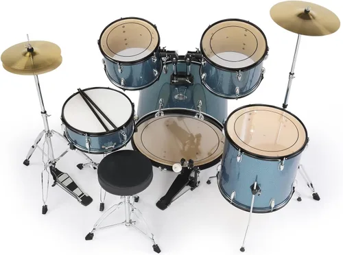 Miniatura 2 de Ktaxon Juego de batería para adultos de 22 pulgadas, kit de batería completo de 5 piezas con soportes de platillos, soporte de hi-hat, baquetas, Azul