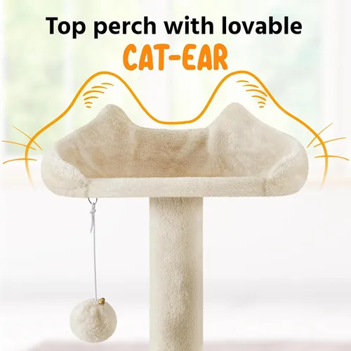 Miniatura 5 de Yaheetech Árbol para gatos XL, torre para gatos de varios niveles de 80 pulgadas con postes para rascar, condominio doble, plataformas encaramadas