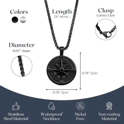 Miniatura 3 de Galis Collar para hombre, collar de cadena de plata de acero inoxidable de alta calidad para hombres, no se deslustra, cadenas para hombres
