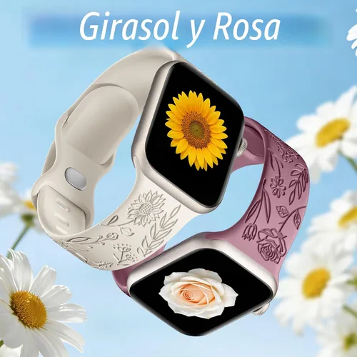 Miniatura 4 de SNBLK Paquete de 6 correas florales grabadas compatibles con Apple Watch de 40mm 41mm 42mm 38mm 44mm 45mm 46mm 49mm, mujeres y hombres, correa