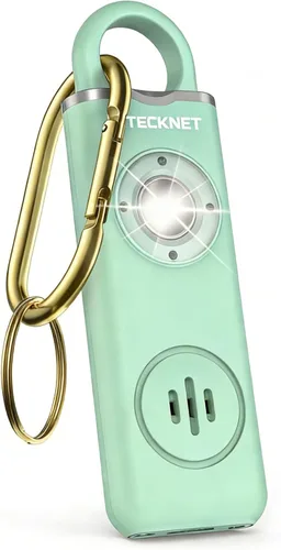 Miniatura 17 de TECKNET Alarma de seguridad personal recargable para mujeres, alarma de llavero de autodefensa de 130 dB con luz estroboscópica SOS, aviso de Azul