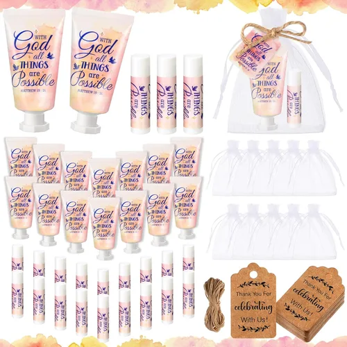 Miniatura 13 de 24 juegos de regalos de graduación cristiana, crema de manos y bálsamo labial a granel, regalos de agradecimiento para profesores, versículo