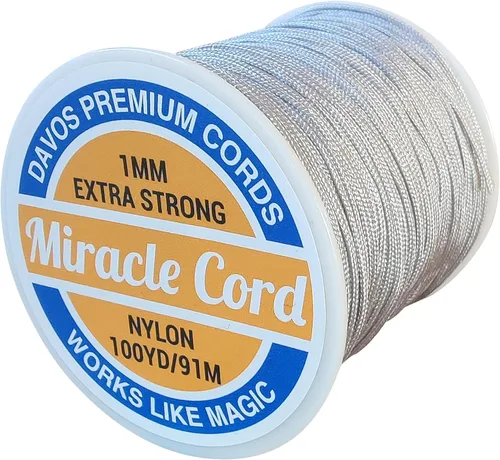 Miniatura 9 de Cordón de nailon de 0.039 pulgadas (0.039 in), multiuso, extra fuerte, hilo trenzado, joyería, collar, pulsera, hacer cuerdas, manualidades, Blanco