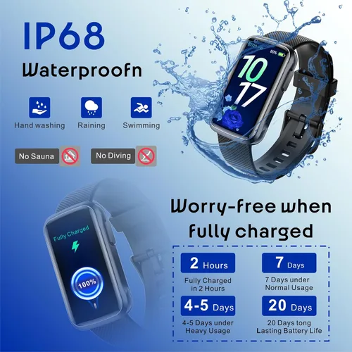 Miniatura 7 de Reloj inteligente para mujer, banda deportiva de 1.47 pulgadas, con alertas de mensajes/frecuencia cardíaca/oxígeno en sangre/sueño, para teléfono