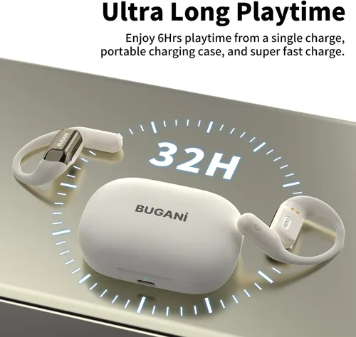 Miniatura 4 de BUGANI Auriculares de oreja abierta, Bluetooth 5.2 Auriculares de oreja abierta con micrófono, conversación clara ENC, sonido estéreo inmersivo