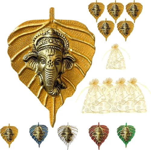 Miniatura 17 de LOVENSPIRE Ganesha de hoja de metal para colgar en la pared, decoración para el hogar, sala de estar, oficina, obra decorativa de arte indio