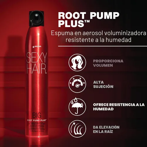 Miniatura 2 de SexyHair Big Root Pump Plus Espuma en Spray Volumizadora Volumen con Alta Fijación Hasta 72 Horas de Resistencia a la Humedad
