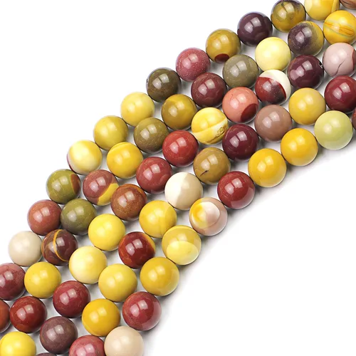Miniatura 5 de MJDCB Cuentas de piedra natural Jaspe Moonkaite Huevo Huangshi Cuentas redondas sueltas para hacer joyas DIY Pulsera Collar (4mm)