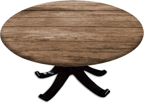 Miniatura 11 de Mantel redondo con borde elástico, mantel de poliéster lavable para decoración de interiores y fiestas, comedor, se adapta a mesas de hasta 32