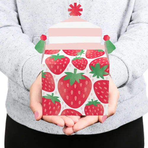 Miniatura 6 de Big Dot of Happiness Berry Sweet Strawberry - Caja de golosinas para fiestas de cumpleaños con temática de frutas o baby shower, cajas a dos aguas