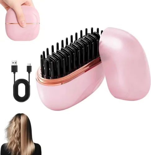 Miniatura 6 de Mini alisador de pelo, Go Brush Pro, pequeño peine alisador portátil recargable inalámbrico, carcasa antiquemaduras, control de temperatura de 3