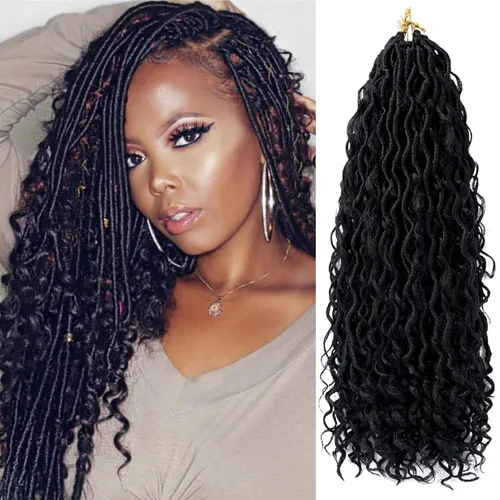 Miniatura 8 de Rastas sintéticas de cabello de ganchillo de 10 pulgadas, cabello de ganchillo Ombre Goddess Locs para mujer, trenzas de ganchillo suaves y rizadas